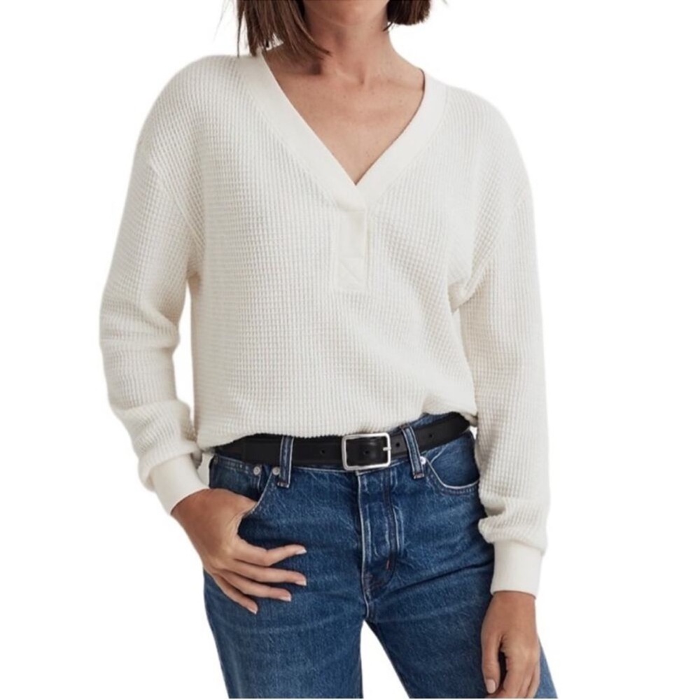 MADEWELL Thermal Top Size Small Cream Long Sleeves Shirt Casual Cottagecore